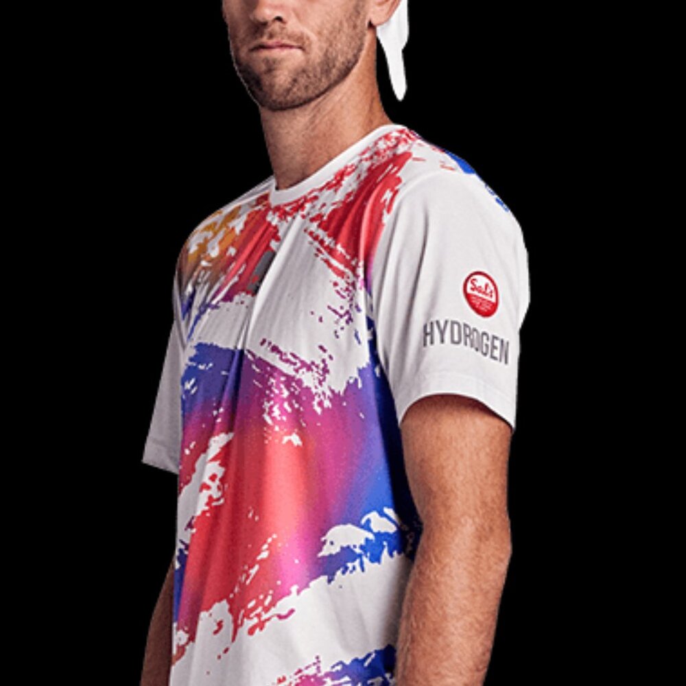 Hydrogen men's technical tennis t-shirt colorful paint-splatter skull logo M
